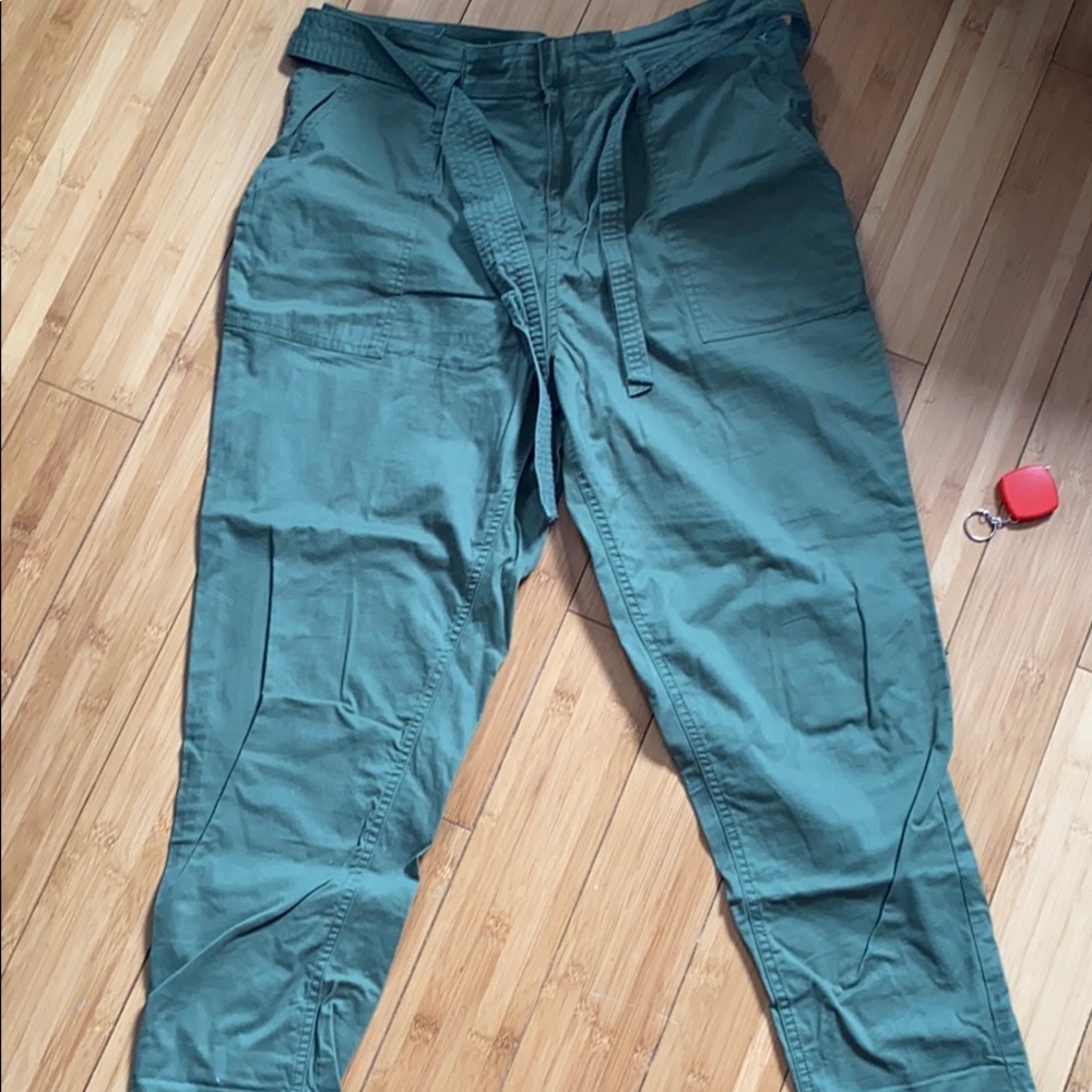 Khaki high rise trouser belted pants size large